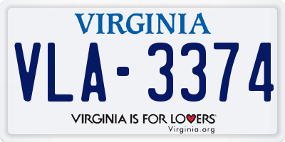VA license plate VLA3374