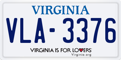 VA license plate VLA3376
