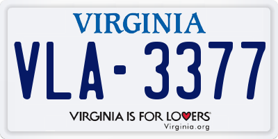 VA license plate VLA3377