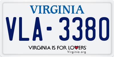VA license plate VLA3380