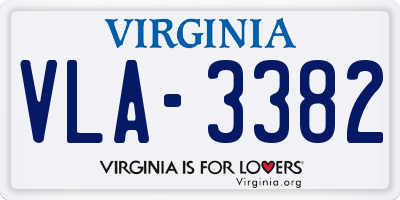 VA license plate VLA3382