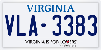 VA license plate VLA3383