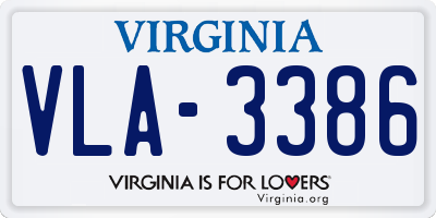 VA license plate VLA3386