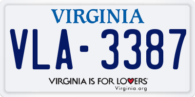 VA license plate VLA3387