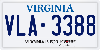 VA license plate VLA3388
