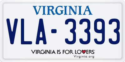 VA license plate VLA3393