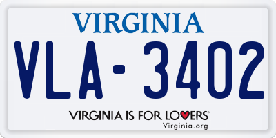 VA license plate VLA3402
