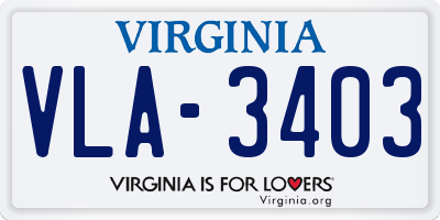 VA license plate VLA3403