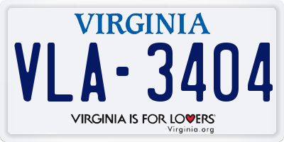 VA license plate VLA3404