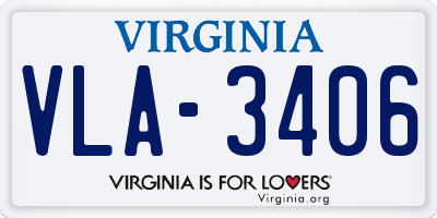 VA license plate VLA3406