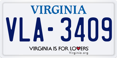 VA license plate VLA3409