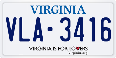 VA license plate VLA3416