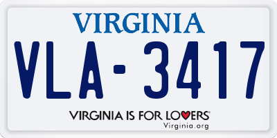 VA license plate VLA3417