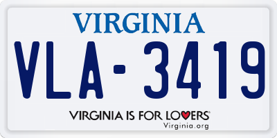 VA license plate VLA3419