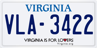 VA license plate VLA3422