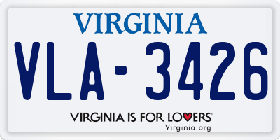 VA license plate VLA3426