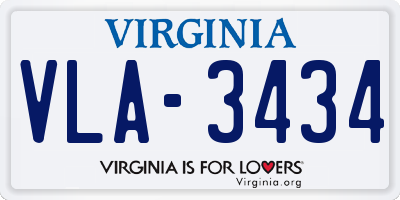 VA license plate VLA3434
