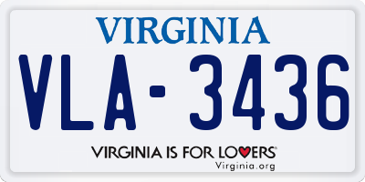 VA license plate VLA3436