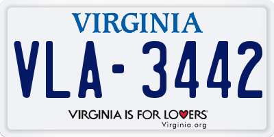 VA license plate VLA3442