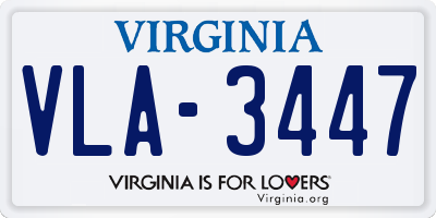 VA license plate VLA3447