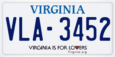 VA license plate VLA3452