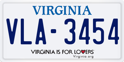 VA license plate VLA3454