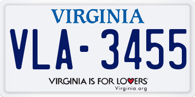 VA license plate VLA3455