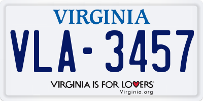 VA license plate VLA3457