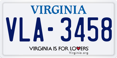 VA license plate VLA3458