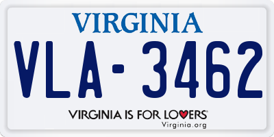 VA license plate VLA3462