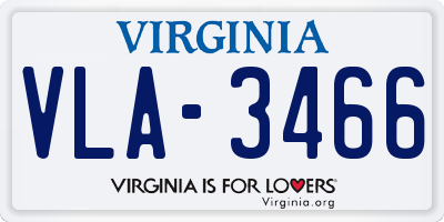 VA license plate VLA3466