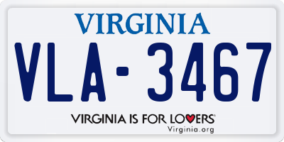 VA license plate VLA3467