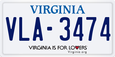 VA license plate VLA3474