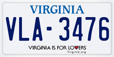 VA license plate VLA3476