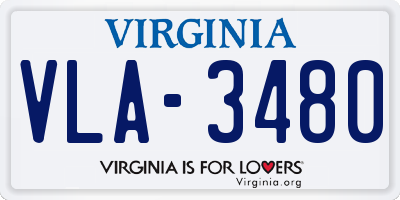 VA license plate VLA3480