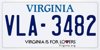 VA license plate VLA3482