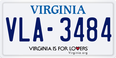 VA license plate VLA3484