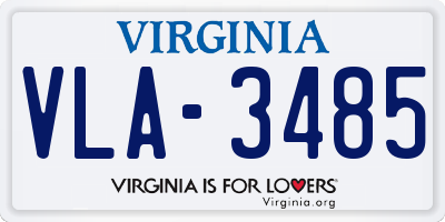 VA license plate VLA3485