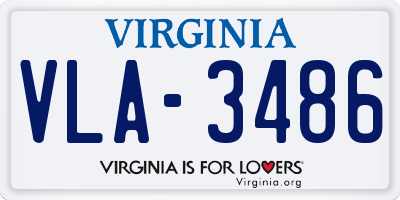 VA license plate VLA3486