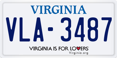 VA license plate VLA3487
