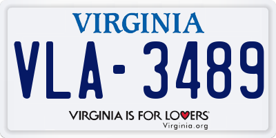 VA license plate VLA3489