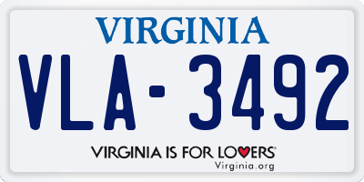 VA license plate VLA3492