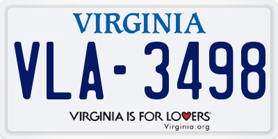 VA license plate VLA3498