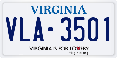 VA license plate VLA3501