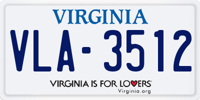 VA license plate VLA3512