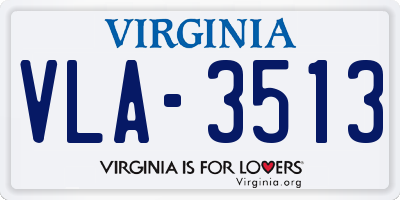 VA license plate VLA3513