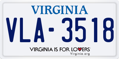 VA license plate VLA3518