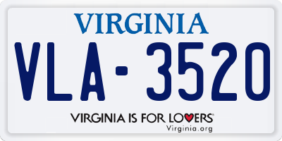 VA license plate VLA3520
