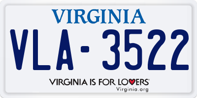 VA license plate VLA3522