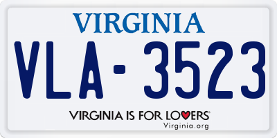 VA license plate VLA3523